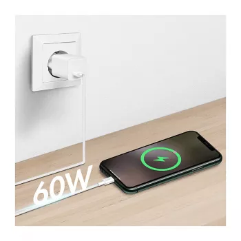 LogiLink CU0320 USB 2.0 Type-C laidas, USB-A į USB-C, 480 Mbps, 60W, nailono pynė, baltas, 0,5 m