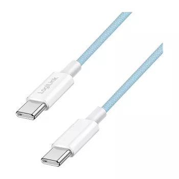 LogiLink CU0350 USB 2.0 Type-C į Type-C laidas, 1 m, nailono pynė, mėlynas, 60 W Power Delivery, 480 Mbps