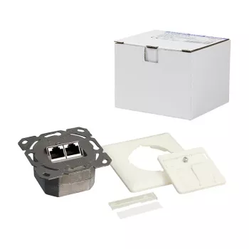 LogiLink DSIT įleidžiamas Cat. 6a ekranuotas 2 prievadų RJ45 tinklo lizdas, dramblio kaulo spalvos