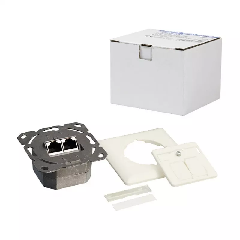 LogiLink DSIT įleidžiamas Cat. 6a ekranuotas 2 prievadų RJ45 tinklo lizdas, dramblio kaulo spalvos