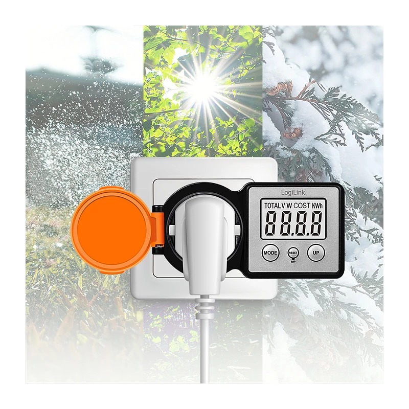 LogiLink energijos sąnaudų matuoklis LogiLink, skirta naudoti lauke, LCD ekranas, juodas/oranžinis