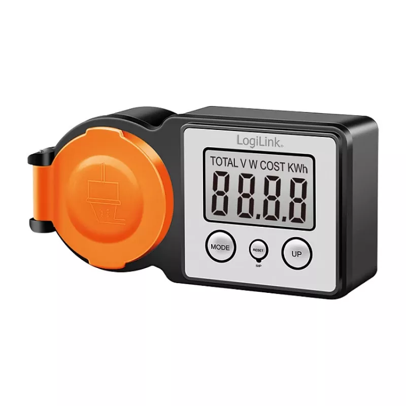 LogiLink energijos sąnaudų matuoklis LogiLink, skirta naudoti lauke, LCD ekranas, juodas/oranžinis