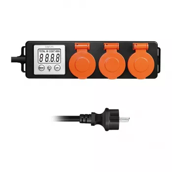 LogiLink energijos sąnaudų skaitiklis su 3 lauko kištukiniais lizdais, IP44, Schuko, 3680 W