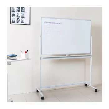 LogiLink EO0064 Mobilus dvipusis rašymo lentos stovas, magnetinis plienas, aliuminio rėmas, 120x80 cm, baltas/sidabrinis
