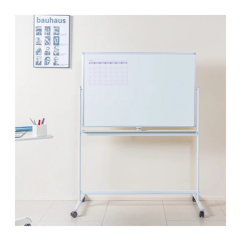 LogiLink EO0064 Mobilus dvipusis rašymo lentos stovas, magnetinis plienas, aliuminio rėmas, 120x80 cm, baltas/sidabrinis