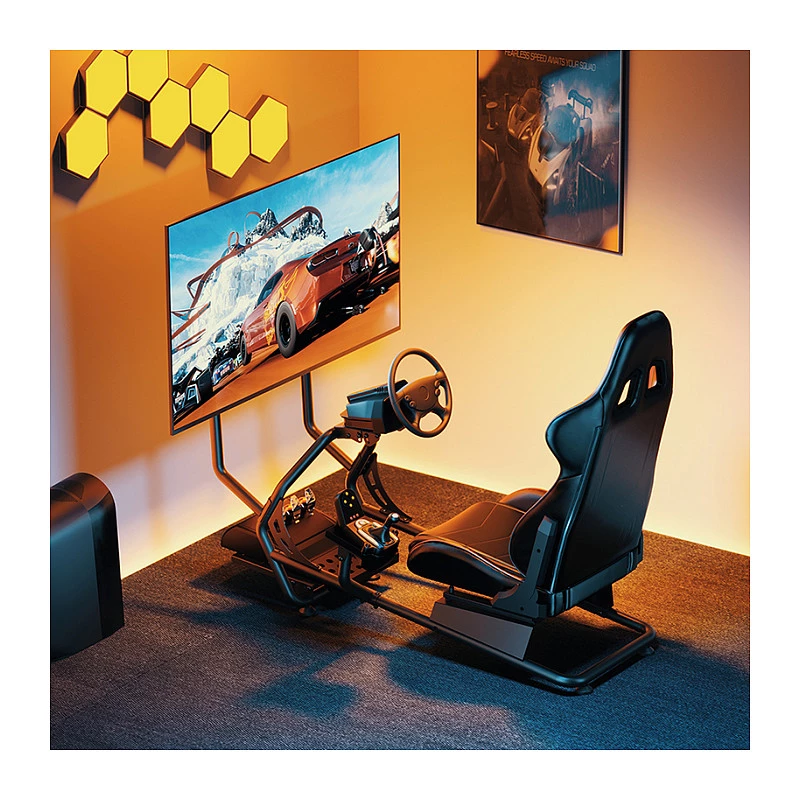 LOGILINK EO0065 Lenktynių Simuliatoriaus Kokpitas su Monitoriaus Laikikliu, Plieninis Rėmas, PVC Odos Sėdynė, Iki 32 colių Monitoriui, Juodas | Kur.lt