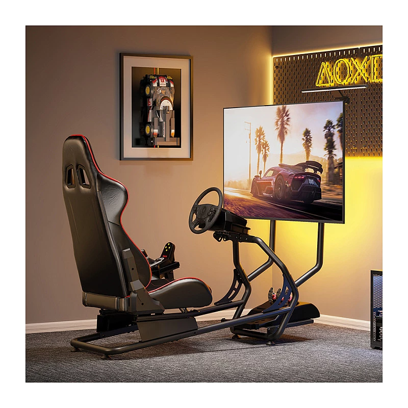 LOGILINK EO0065 Lenktynių Simuliatoriaus Kokpitas su Monitoriaus Laikikliu, Plieninis Rėmas, PVC Odos Sėdynė, Iki 32 colių Monitoriui, Juodas | Kur.lt