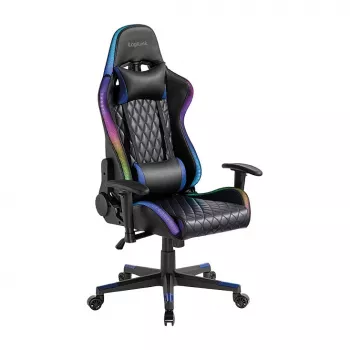 LogiLink EO0076 žaidimų kėdė su RGB apšvietimu ir juosmenine atrama, juoda/mėlyna