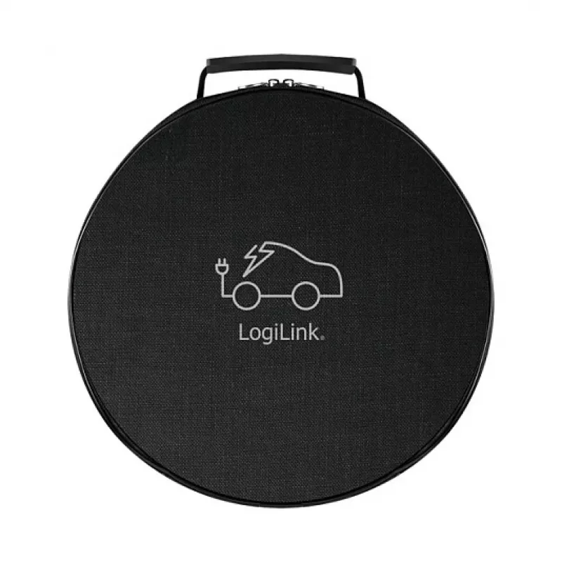 LogiLink EVC0128 Type 2 spiralinis EV įkrovimo kabelis, 11 kW, trifazis, 20 A, 5 m, juodas su laikymo maišeliu