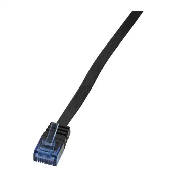 LogiLink Flat Cat.5e U/UTP Patch Cable, RJ45, 3m, juoda