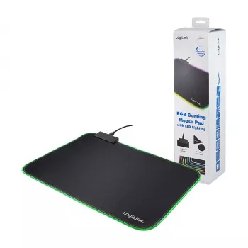 LOGILINK ID0183 žaidimų pelės kilimėlis su RGB LED, 350x260mm, 3mm minkštas, juodas
