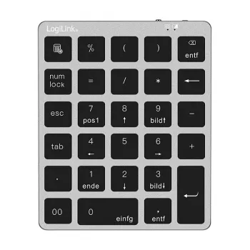 LogiLink ID0212 belaidis skaitmeninis klaviatūros blokas, 28 klavišai, Bluetooth 5.0, Space Grey