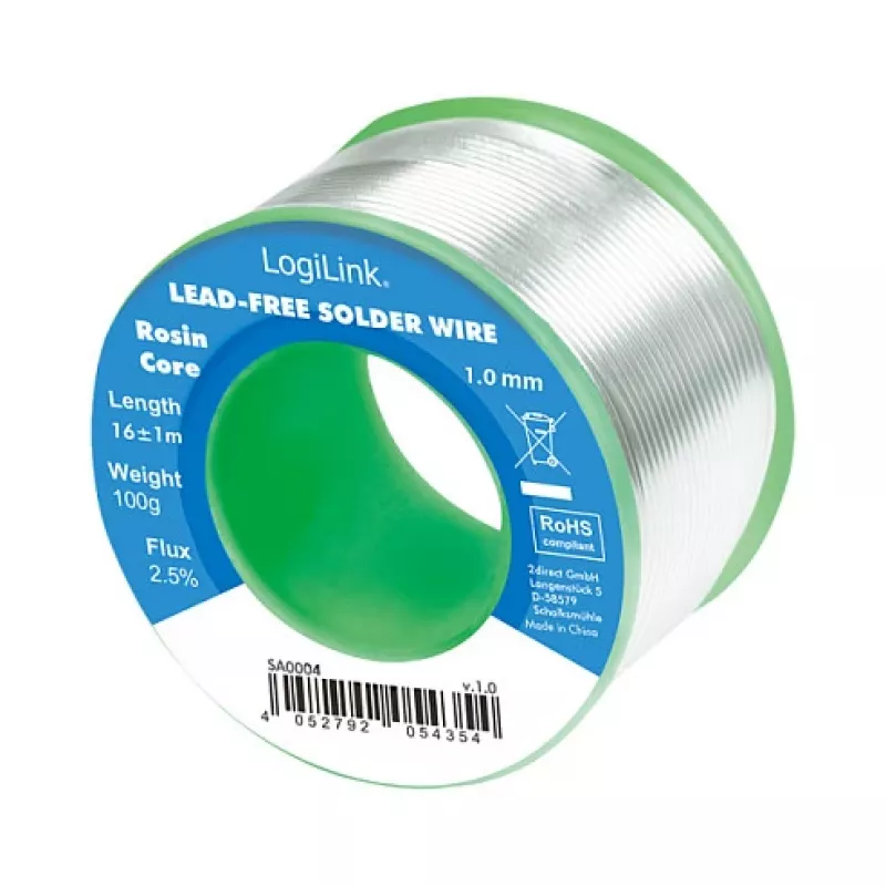 LOGILINK Bešvinis lydmetalis 1 mm 100 g Sn99.3Cu0.7 su No-Clean fliusu