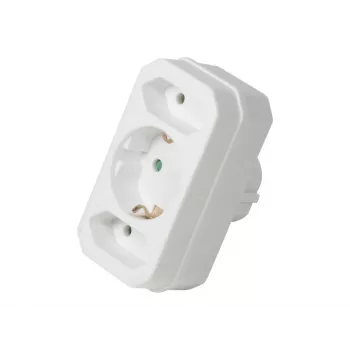 LogiLink LPS221 Schuko į 2x Euro + 1x Saugų lizdą adapteris, baltas, 16 A, 250 V, 3680 W, apsauga nuo vaikų