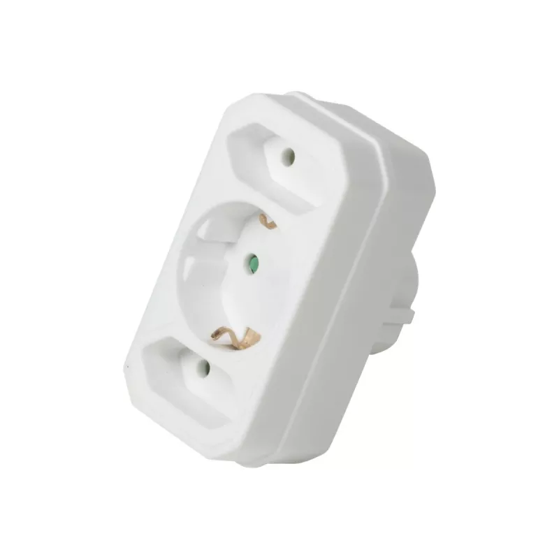 LogiLink LPS221 Schuko į 2x Euro + 1x Saugų lizdą adapteris, baltas, 16 A, 250 V, 3680 W, apsauga nuo vaikų