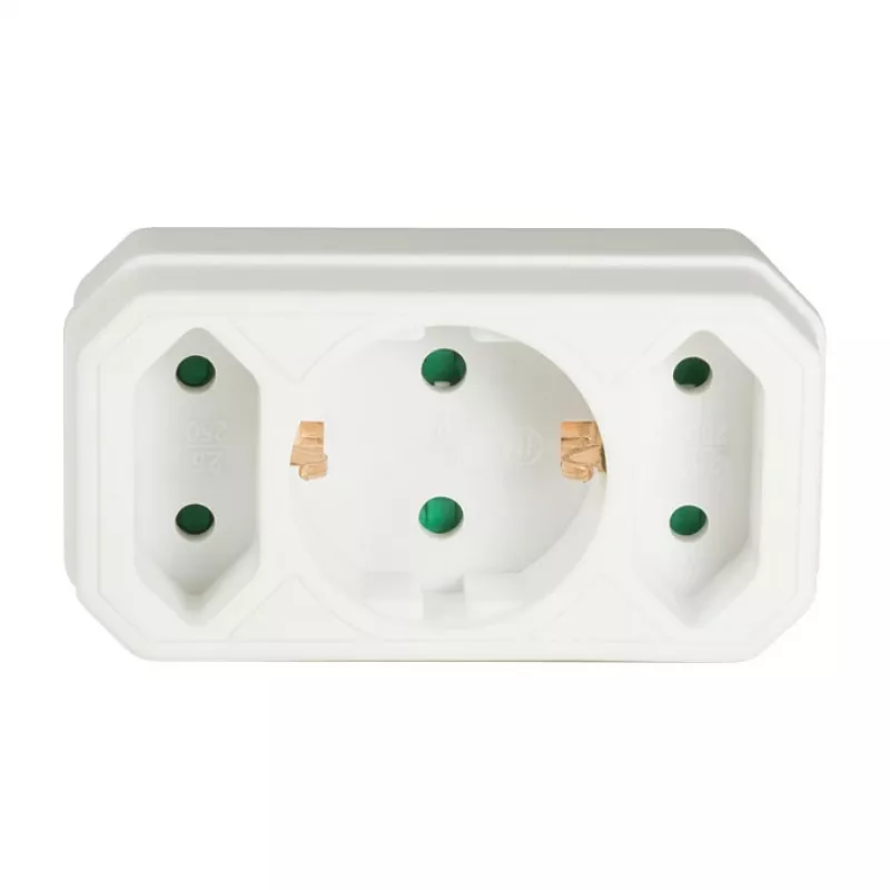 LogiLink LPS221 Schuko į 2x Euro + 1x Saugų lizdą adapteris, baltas, 16 A, 250 V, 3680 W, apsauga nuo vaikų