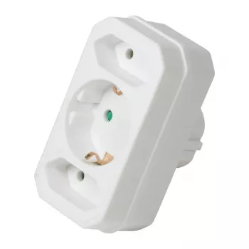LogiLink LPS221 Schuko į 2x Euro + 1x Saugų lizdą adapteris, baltas, 16 A, 250 V, 3680 W, apsauga nuo vaikų