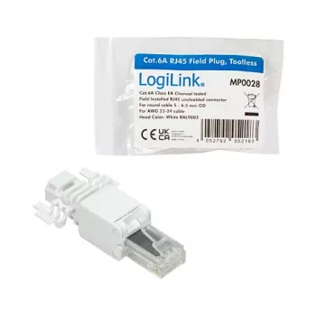 LogiLink Modular Plug RJ45 Cat.6A, UTP, Toolless, Baltas
