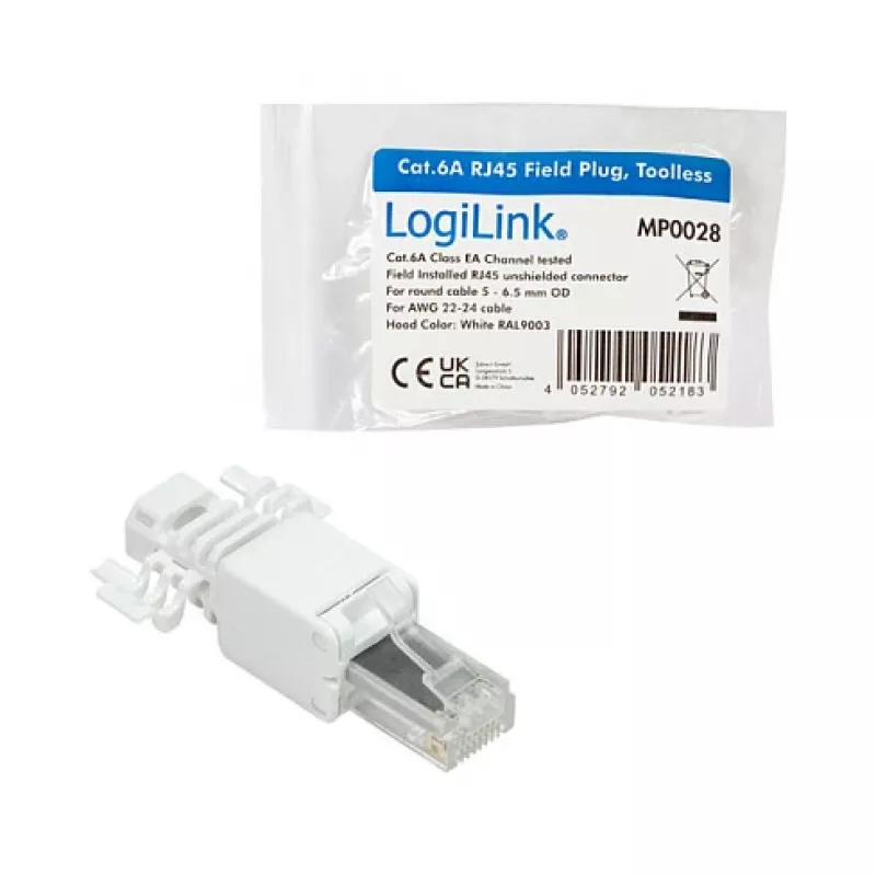LogiLink Modular Plug RJ45 Cat.6A, UTP, Toolless, Baltas