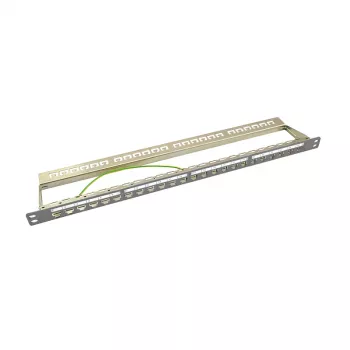 LogiLink NK4039 Keystone Patch Panel, 24 Portai, 0.5U, Ekranuotas, Pilkas - 19 colių stovo montavimui