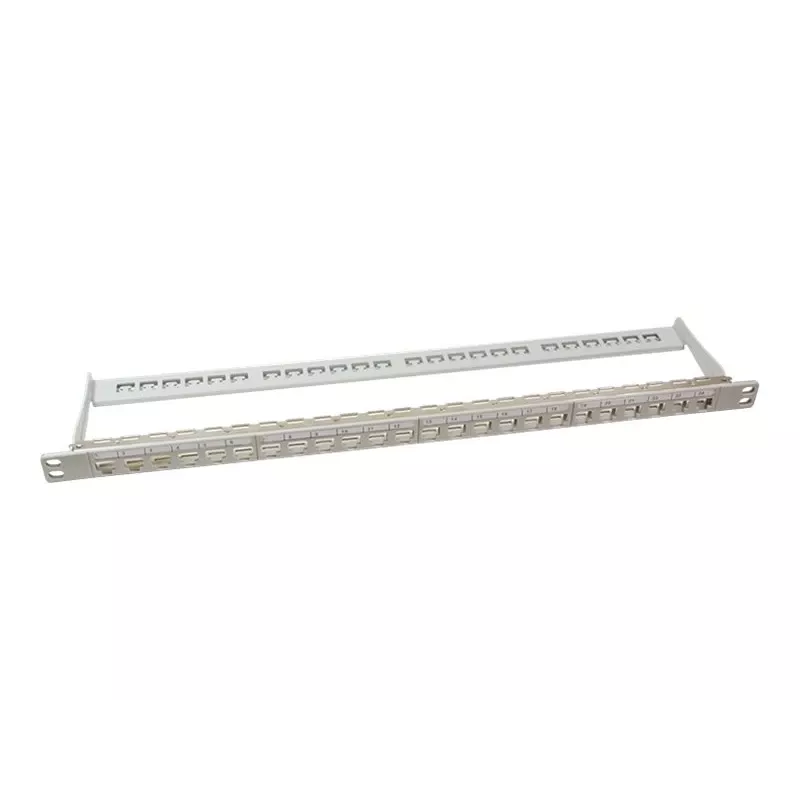 LogiLink NK4039 Keystone Patch Panel, 24 Portai, 0.5U, Ekranuotas, Pilkas - 19 colių stovo montavimui