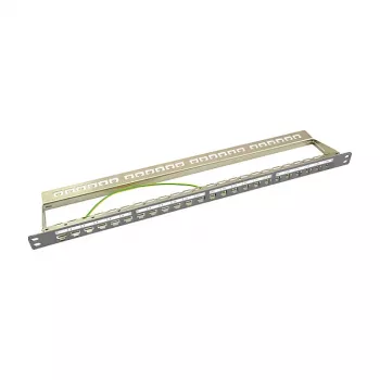 LogiLink NK4039 Keystone Patch Panel, 24 Portai, 0.5U, Ekranuotas, Pilkas - 19 colių stovo montavimui