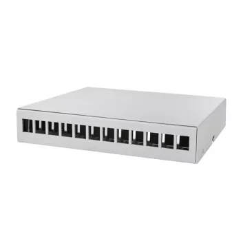 LOGILINK NP0094 Konsolidacijos taško dėžutė, 12 prievadų, ant stalo/sienos/DIN bėgio, šviesiai pilka