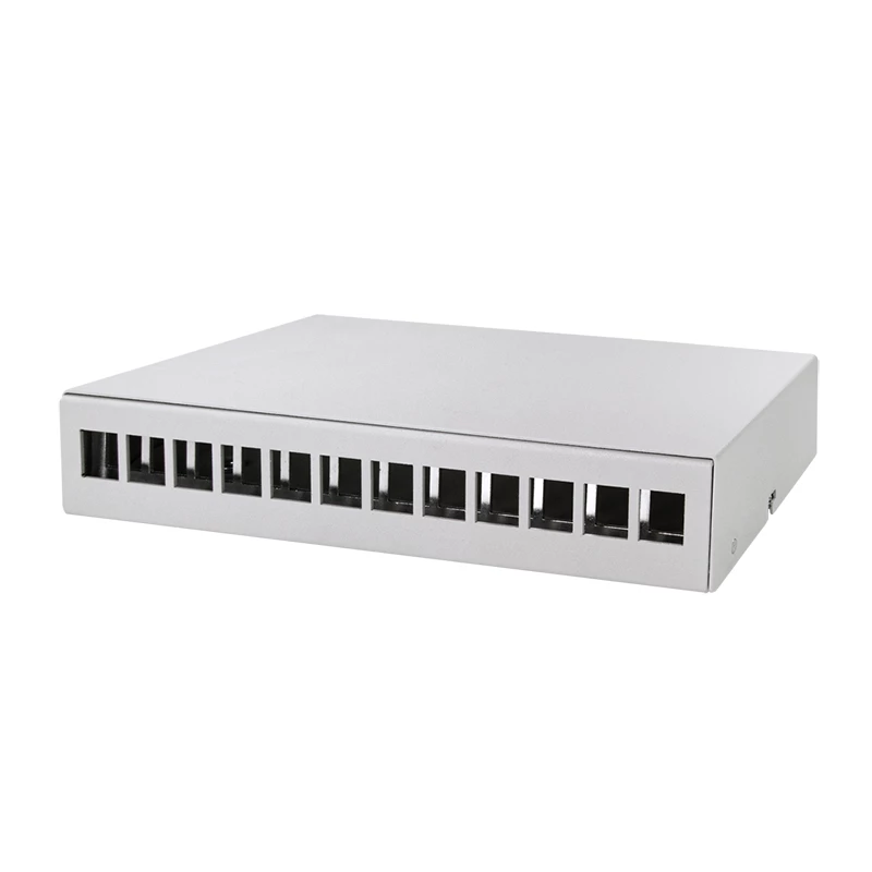 LOGILINK NP0094 Konsolidacijos taško dėžutė, 12 prievadų, ant stalo/sienos/DIN bėgio, šviesiai pilka
