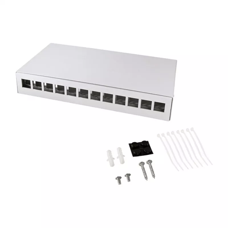 LOGILINK NP0094 Konsolidacijos taško dėžutė, 12 prievadų, ant stalo/sienos/DIN bėgio, šviesiai pilka