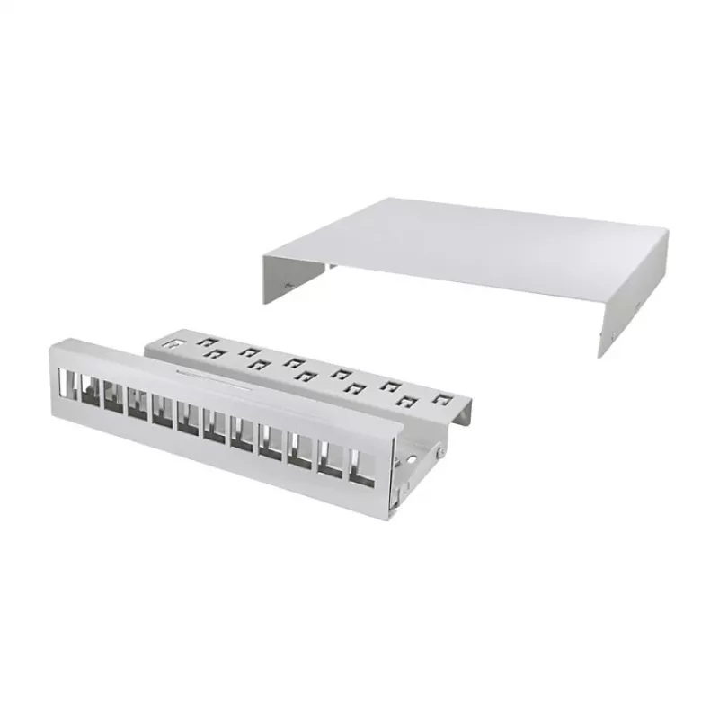 LOGILINK NP0094 Konsolidacijos taško dėžutė, 12 prievadų, ant stalo/sienos/DIN bėgio, šviesiai pilka