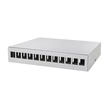 LOGILINK NP0094 Konsolidacijos taško dėžutė, 12 prievadų, ant stalo/sienos/DIN bėgio, šviesiai pilka