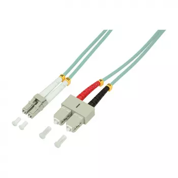 LogiLink OM3 LC/SC Duplex 10 m daugiamodis šviesolaidinis kabelis, aqua, LSZH