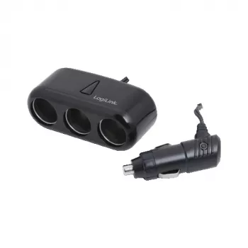 LogiLink PA0038 3 prievadų automobilinis įkroviklio skirstytuvas su USB prievadu – 12V/5V maitinimo skirstytuvas automobilio cigarečių degiklio lizdui, juodos spalvos