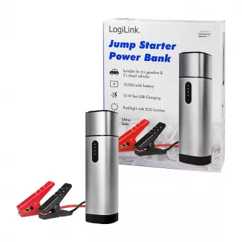 Logilink PA0266 Automobilio užvedimo starteris ir Power Bank, 10000 mAh, 12V/400A Peak, USB-C PD, LED žibintuvėlis