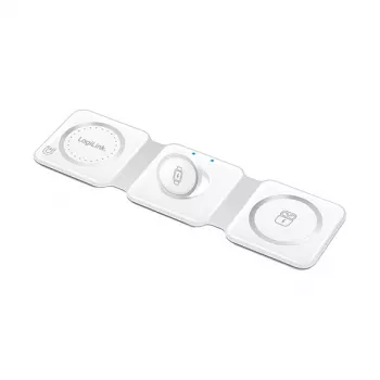 LOGILINK PA0344 belaidis magnetinis 3-in-1 įkroviklis Apple įrenginiams, baltas, sulankstomas, MagSafe, 15W