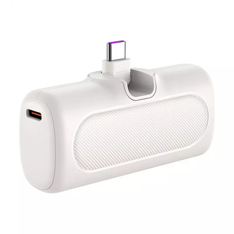 LogiLink PA0349W Mobilus maitinimo bankas, 5000 mAh, LiPo, Įmontuotas sulankstomas USB-C kištukas ir USB-C prievadas, Balta