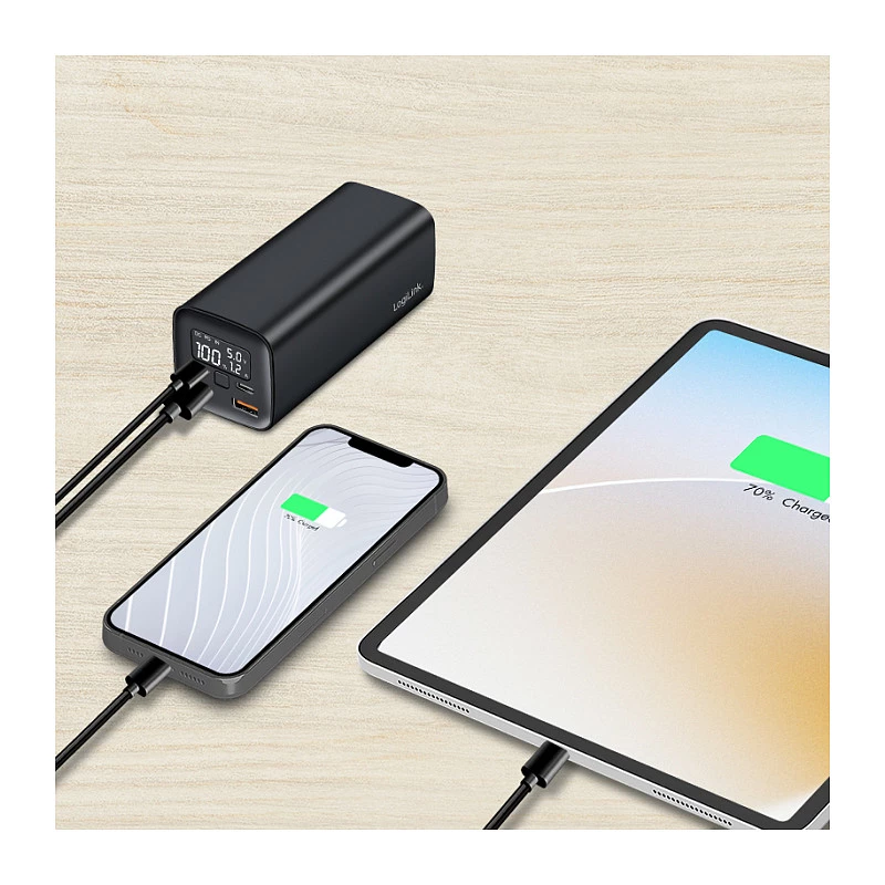 Logilink PA0350 Mobile Power Bank, 20 000 mAh, 65W PD & QC 3.0, juoda