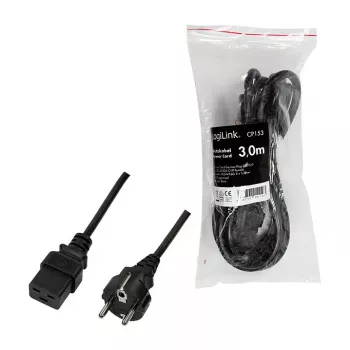 Logilink maitinimo laidas, CEE 7/7 – IEC C19, juodas, 3 m