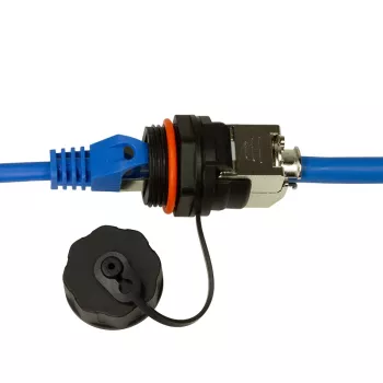 LogiLink Professional Cat.6A STP Keystone Jack RJ45, IP68 Industrial Outdoor, Tool-Free, Zinc Die-Cast, Black