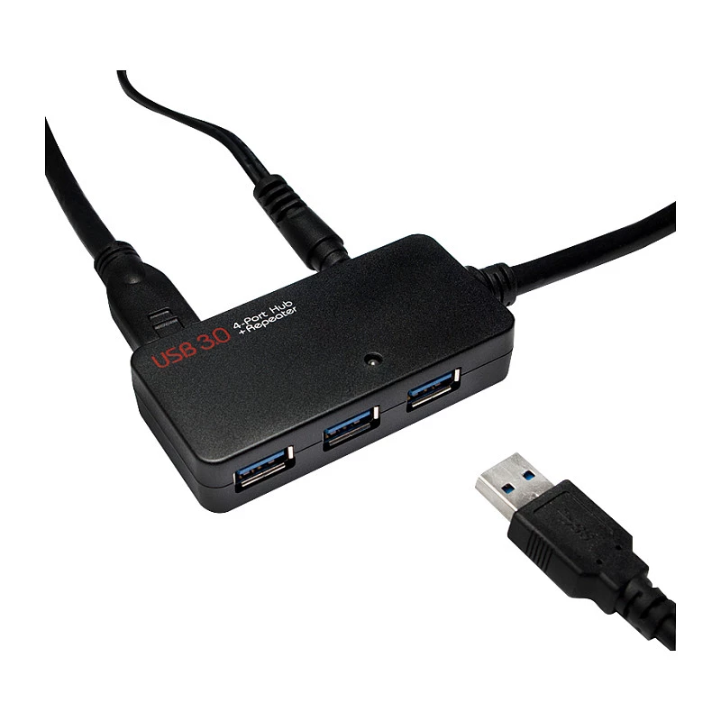 LOGILINK UA0262 USB 3.0 aktyvus prailginimo kabelis, USB-A kištukas į 4x USB-A lizdą, 10 m, juodas