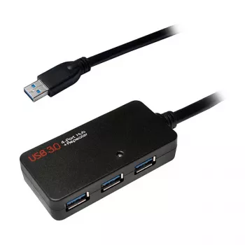 LOGILINK UA0262 USB 3.0 aktyvus prailginimo kabelis, USB-A kištukas į 4x USB-A lizdą, 10 m, juodas