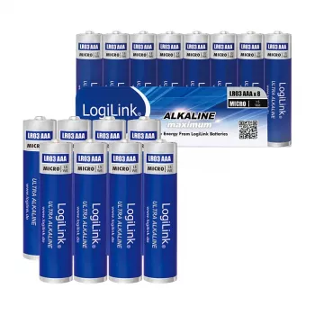 LogiLink Ultra Power šarminės AAA baterijos, 8 vnt., 1,5 V, ilgaamžės, be gyvsidabrio