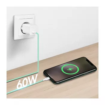 LogiLink USB 2.0 Type-C laidas, A/M į C/M, 480 Mbps, 60W, nailoninis, žalias, 0,5 m
