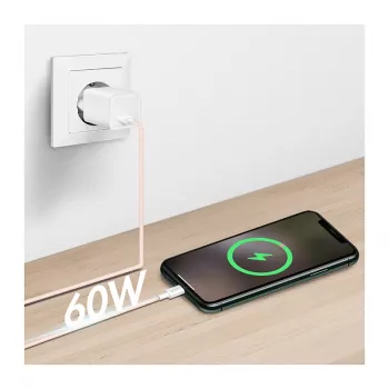 LogiLink CU0324 USB 2.0 Type-C laidas, A/M į C/M, 480 Mbps, 60W, nailoninis, rožinis, 1 m
