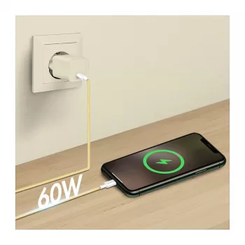 LogiLink USB 2.0 Type-C laidas, C/M į C/M, 480 Mbps, 60W, nailoninis, geltonas, 0,5 m