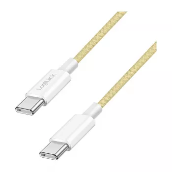 LogiLink USB 2.0 Type-C laidas, C/M į C/M, 480 Mbps, 60W, nailoninis, geltonas, 0,5 m