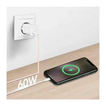 LogiLink USB 2.0 Type-C į Type-C laidas, 1 m, 60W Power Delivery, pintas nailonas, rožinis