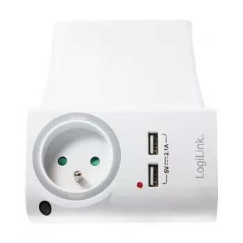 LogiLink USB-A sieninis įkroviklis 10.5W 2 prievadų su įkrovimo stovu, baltas