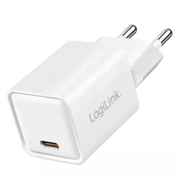 LogiLink USB-C įkroviklis 20W GaN, 1 prievadas, USB Power Delivery, baltas