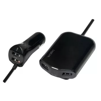 Logilink USB Automobilinis įkroviklis, 2+2 prievadai, 24W, juodas